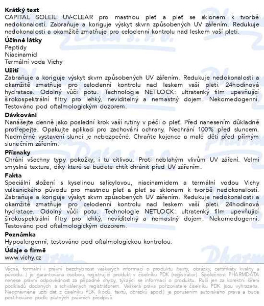 Příbalový leták - Vichy Capital Soleil UV-CLEAR fluid na ochranu proti slunečnímu záření a nedokonalostem pleti SPF50+ 40ml