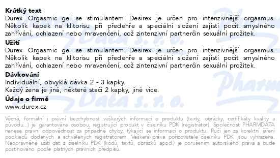 Příbalový leták - DUREX Intense stimulační gel 10ml