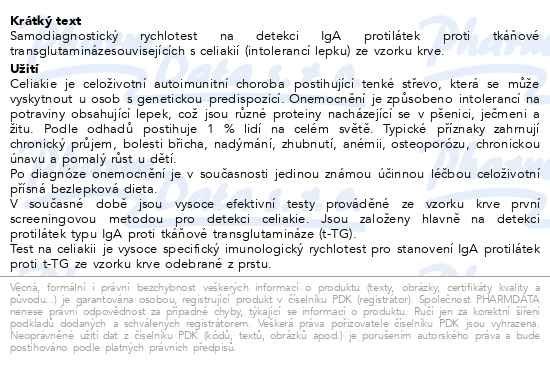 Příbalový leták - VITAMIN STATION Rychlotest Gluten Alarm