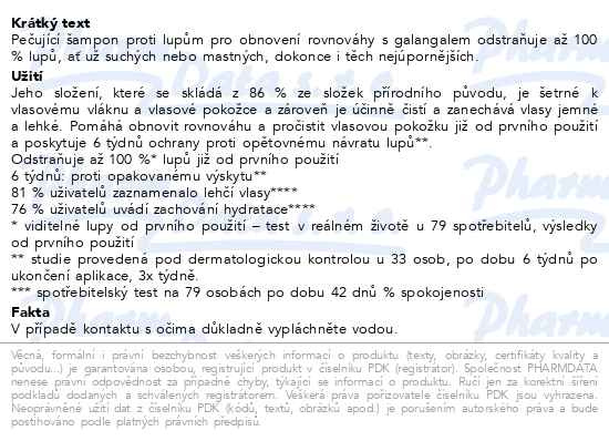 Příbalový leták - KLORANE Šampon proti lupům s galangalem 400ml