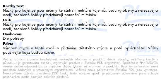 Příbalový leták - BABYONO Nůžky pro kojence