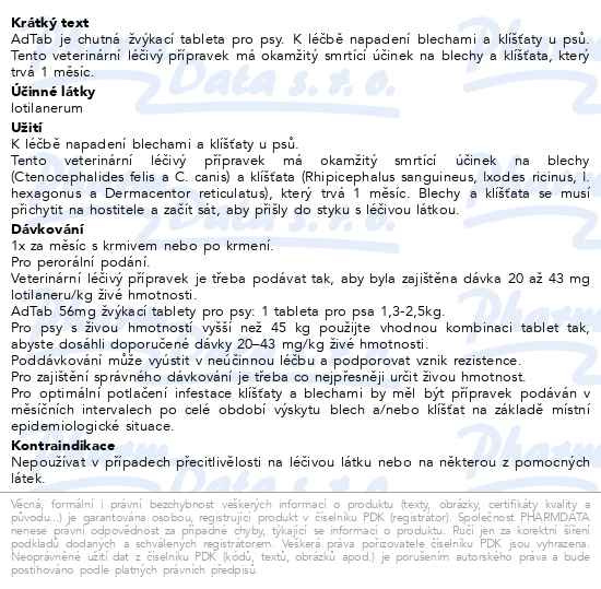 Příbalový leták - AdTab 56 mg žvýkací tablety pro psy  o hmotnosti 1,3–2,5 kg