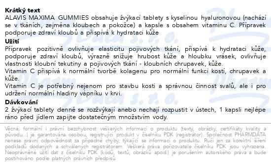 Příbalový leták - ALAVIS MAXIMA GUMMIES Vit.C+D3 žvýk.tbl.60+cps.30