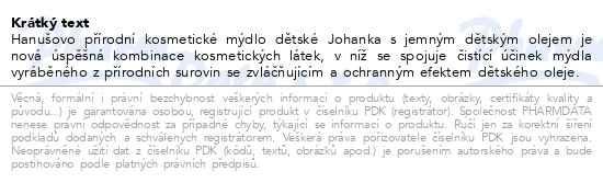 Příbalový leták - MERCO Hanušovo dětské mýdlo Johanka 100g