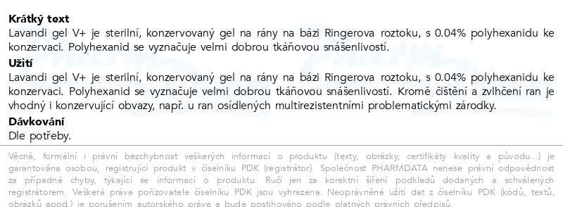 Příbalový leták - LAVANID V+ 0,04 polyhexanid, gel  40g