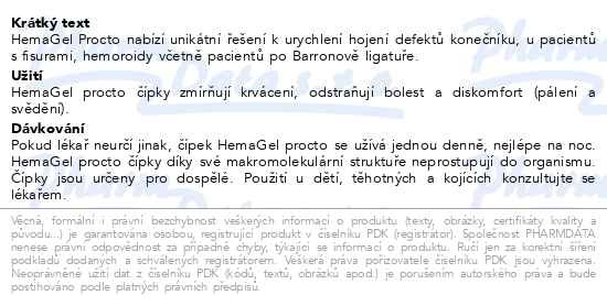 Příbalový leták - HemaGel PROCTO čípky 15ks