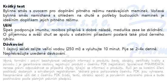 Příbalový leták - LEROS Čaj pro těhotné 20x2g