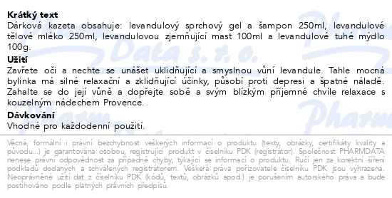 Příbalový leták - BodyTip dárková kazeta relaxační Levandule