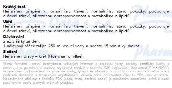 Příbalový leták - Herbofit Bylinný čaj Heřmánek 20x1.5g