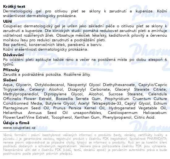 Příbalový leták - Coupeliac dermatologický gel 20ml