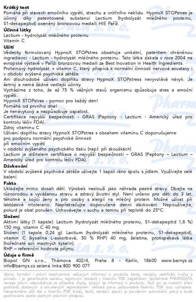 Příbalový leták - Barnys HypnoX STOPstres cps.20