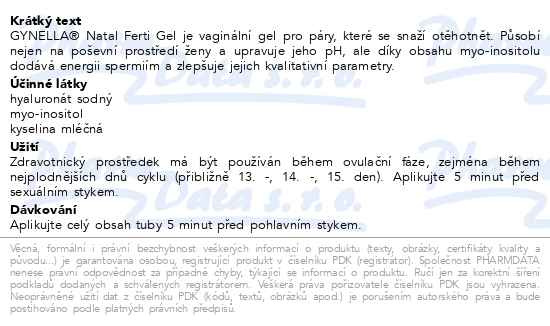 Příbalový leták - GYNELLA Natal Ferti Gel jednorázové aplikátory 6x5ml