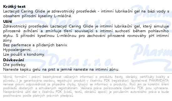 Příbalový leták - Lactacyd Caring Glide lubrikační gel 50ml