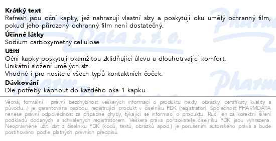 Příbalový leták - Refresh oční kapky 15ml