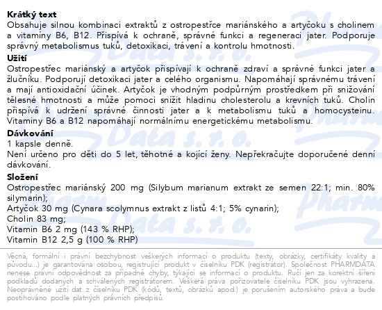 Příbalový leták - NatureVia Ostropestřec LipoAktiv cps.30