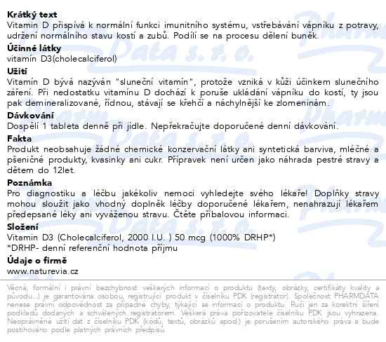 Příbalový leták - NatureVia Vitamin D3-Efekt 2000IU tbl.90