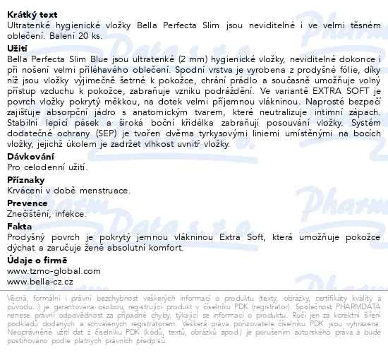 Příbalový leták - Bella Perfecta Slim blue 20ks
