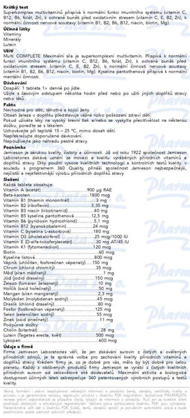 Příbalový leták - JAMIESON Multi COMPLETE Maximální síla tbl.90