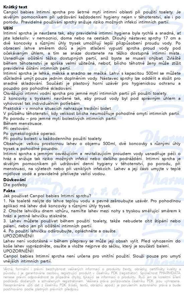 Příbalový leták - Canpol babies Intimní sprcha 500ml
