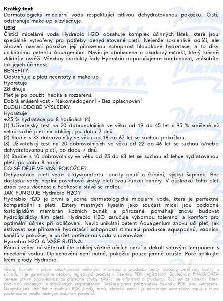 Příbalový leták - BIODERMA Hydrabio H2O 250ml 1+1 Festival
