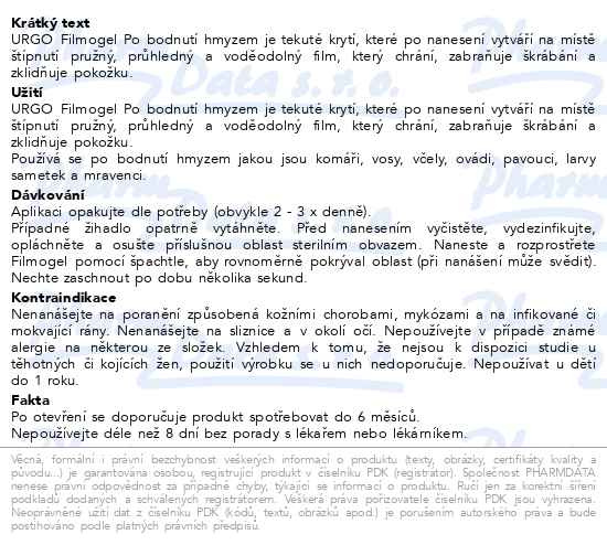 Příbalový leták - URGO FILMOGEL Po bodnutí hmyzem 3.25ml