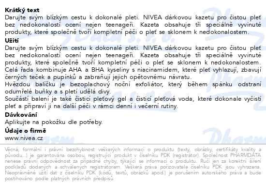 Příbalový leták - NIVEA VB  BOX FACE DERMA 24