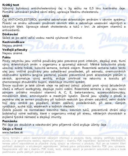 Příbalový leták - HERBEX Srdce a cévy s rakytníkem n.s.20x3g