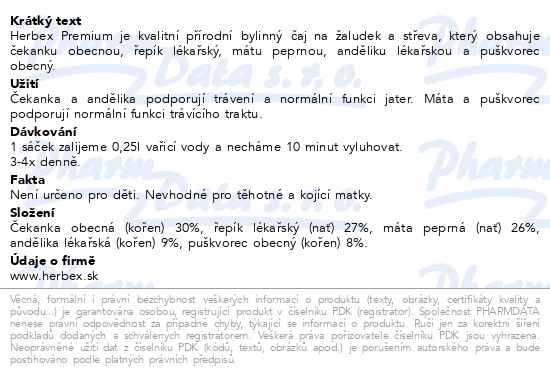 Příbalový leták - HERBEX Žaludek a střeva n.s.20x1.5g