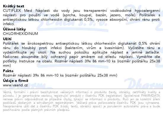 Příbalový leták - CUTIFLEX MED Super Náplasti do vody 10ks