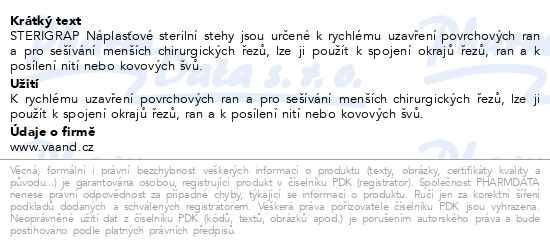 Příbalový leták - STERIGRAP Náplasťové stehy sterilní 100x6mm 10ks