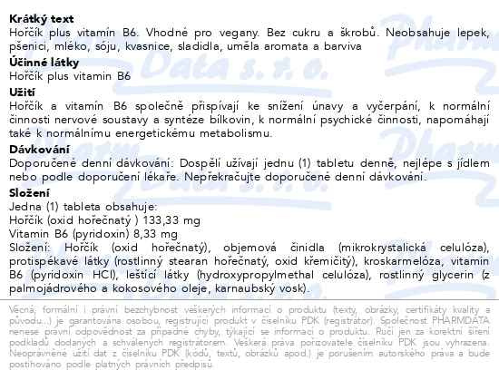 Příbalový leták - Solgar Hořčík plus vitamín B6 tbl.100.