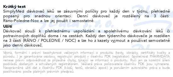 Příbalový leták - SimplyMed Dávkovač léků týdenní YHL044-Pill Wallet