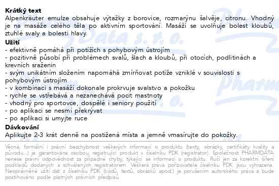 Příbalový leták - Primavera Alpenkräuter - Emulsion 200ml