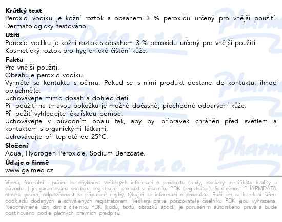 Příbalový leták - Peroxid vodíku 3% 100ml Galmed