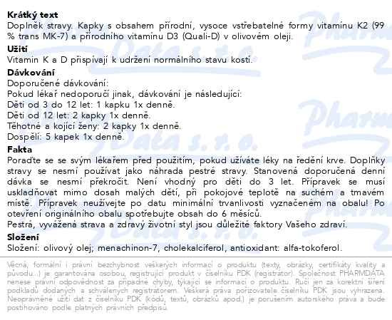 Příbalový leták - Vitamin K2 90mcg + D3 2000 I.U.kapky 10ml Generica