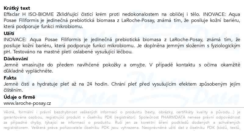 Příbalový leták - LA ROCHE-POSAY EFFACLAR H ISO-BIOME 390ml