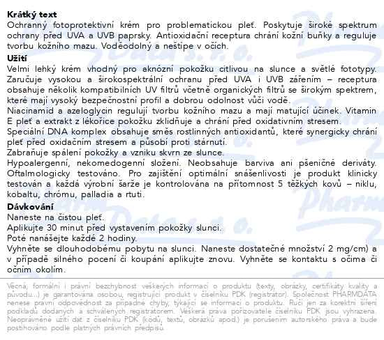 Příbalový leták - RILASTIL SUN ACNESTIL FOTOPROTEKTIVNÍ KRÉM PRO PROBLEMATICKOU PLEŤ SPF 50+ 40ml