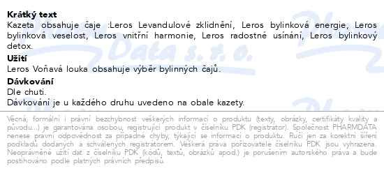 Příbalový leták - LEROS voňavá louka výběr bylinných čajů 6x5sáčků