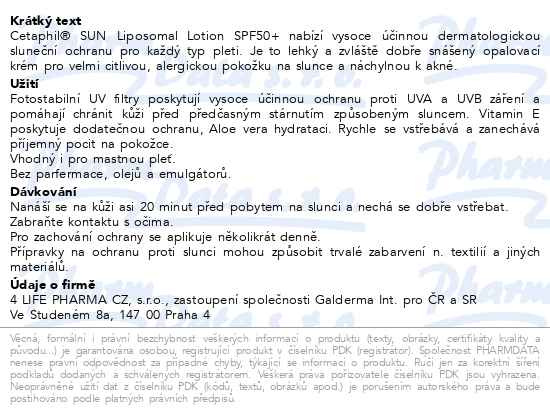 Příbalový leták - Cetaphil DAYLONG Liposomal lotion SPF 50+ 200 ml