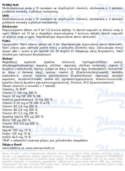 Příbalový leták - Additiva Multivitamin+Mineral MANDARINKA šum.tabl. 20 ks