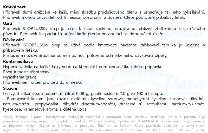 Příbalový leták - Stoptussin, sirup 180 ml