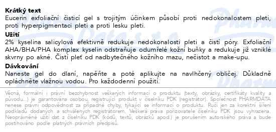 Příbalový leták - Eucerin DermoPure exfoliační čisticí gel 400ml