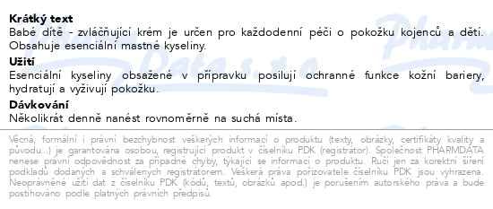 Příbalový leták - Babé Dítě - Zvláčňující krém 200 ml (Pediatric Emollient Cream)