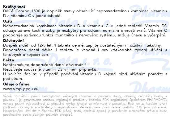 Příbalový leták - DéCé Combo 1500 60 tbl.