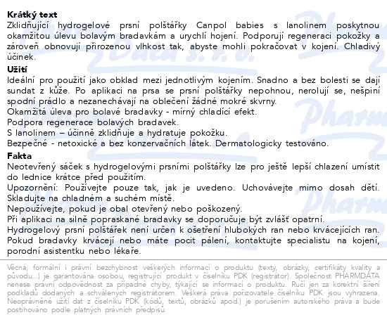 Příbalový leták - CANPOL babies Hydrogelové hojící prsní polštářky s lanolinem 8ks