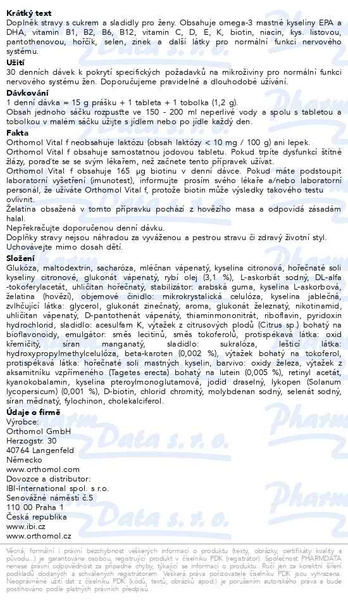Příbalový leták - Orthomol Vital f 30 denních dávek nový