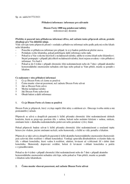 Příbalový leták (SUKL) - Diozen Forte 1000mg, 60 potahovaných tablet