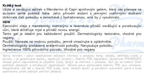 Příbalový leták - WELEDA Mandarino di Capri sprchový gel 200ml