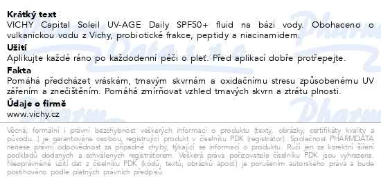 Příbalový leták - VICHY CAPITAL SOLEIL UV-AGE denní péče SPF50+ 80ml