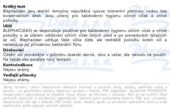 Příbalový leták - Blephaclean 20 sterilních tamponů